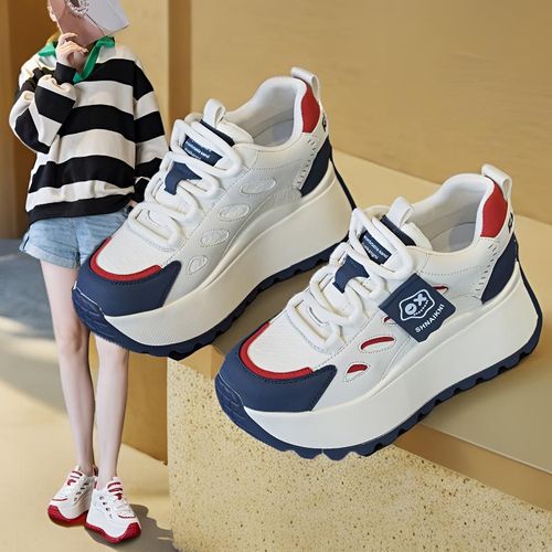 内增高7cm不累脚休闲老爹鞋女ins韩版厚底真皮小白鞋2026春季爆款主图