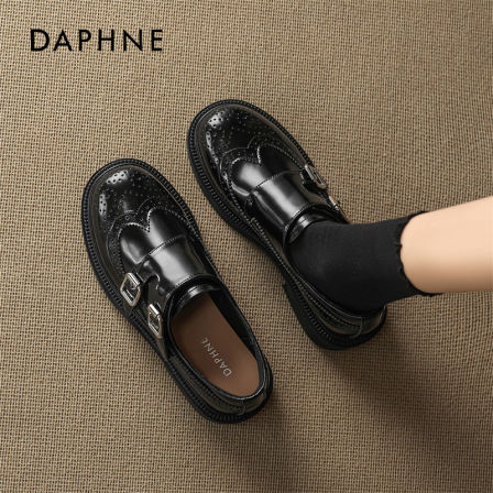 达芙妮布洛克乐福鞋女2026春季新款复古通勤单鞋英伦风厚底小皮鞋