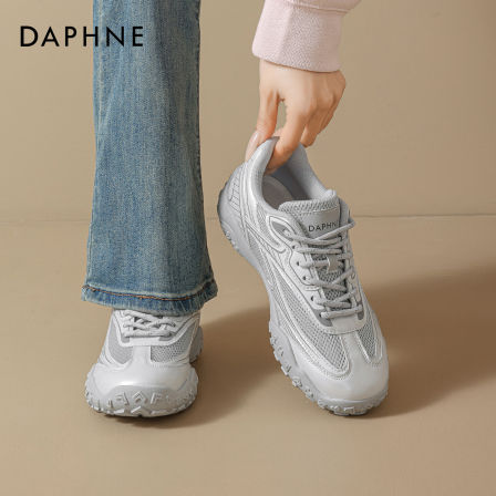 达芙妮灰色芭蕾德训鞋女2026新款春季厚底增高休闲软底舒适运动鞋
