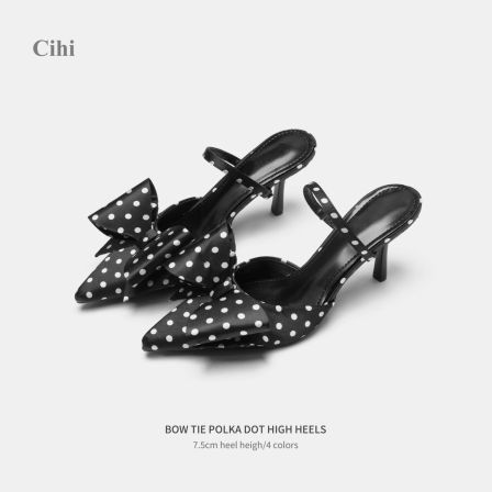 Cihi设计感浅口细跟高跟鞋单鞋包头尖头夏季仙女风方头