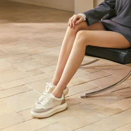 【达人】73hours女鞋小熊玩偶新款厚底拼色夏季小白鞋运动休闲鞋