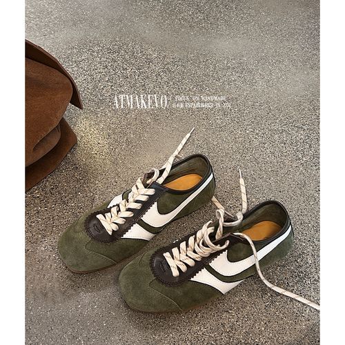 吕小布 | 秋冬新款 dvn方头软底休闲跑步鞋户外真皮德训鞋女0319主图