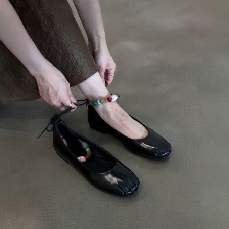 牛皮版~圆头女款褶皱设计简约百搭小众低跟软底气质时尚优雅单鞋