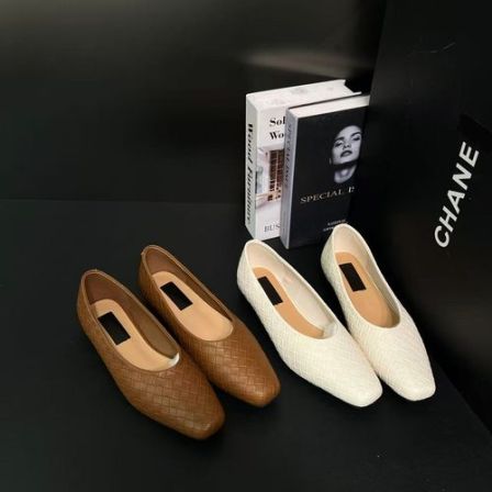 【巴厘岛度假】2026方头编织粗跟包头玛丽珍单鞋女小皮鞋961-1