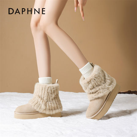 达芙妮厚底雪地靴女款2025冬季新款内增高保暖毛毛裤管靴加绒棉鞋