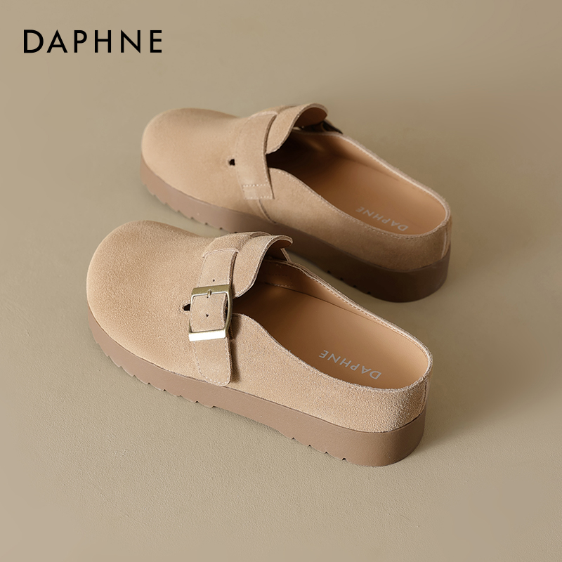 达芙妮包头半拖鞋女2025夏季新款增高外穿懒人一脚蹬厚底孕妇拖鞋主图