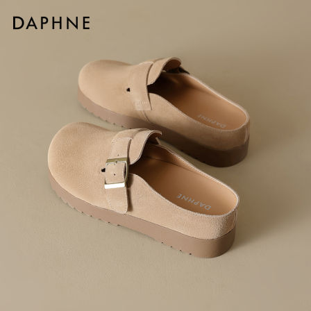 达芙妮包头半拖鞋女2025夏季新款增高外穿懒人一脚蹬厚底孕妇拖鞋