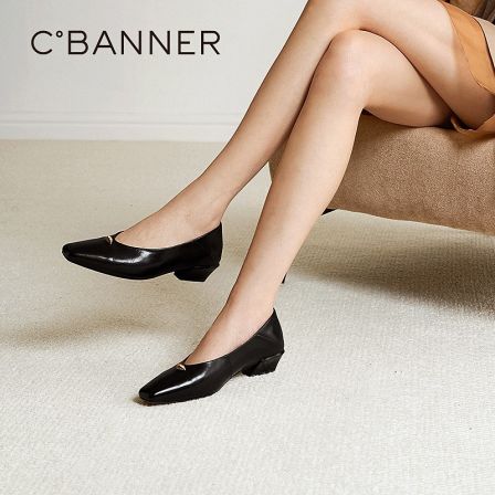 【新品】千百度真皮浅口单鞋2026春季新款鞋子女款通勤温柔风晚晚鞋