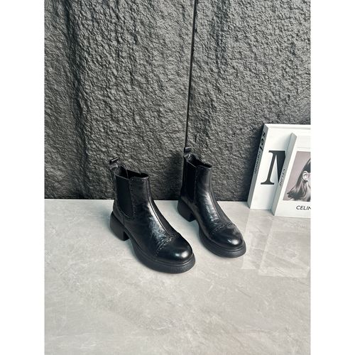 大龙甄选~羊皮/复古百搭真皮短靴洋气秋冬粗跟靴子高级感16-98主图