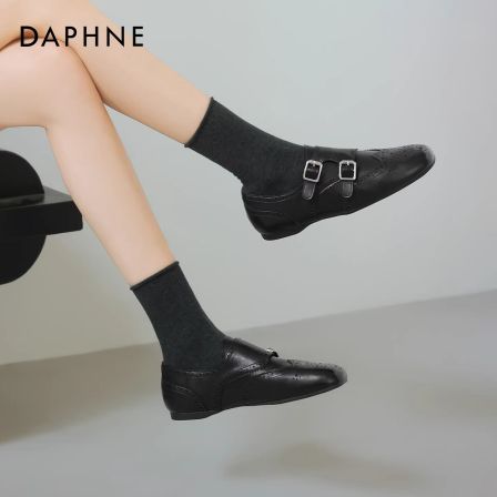 达芙妮黑色乐福鞋女2026春季新款复古巴洛克小皮鞋英伦风平底单鞋