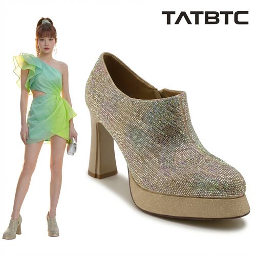 欧美金色高跟鞋女春季满钻细跟婚鞋2026年新款防水台尖头深口单鞋主图