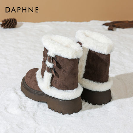 达芙妮厚底雪地靴女2025冬季新款增高保暖加绒毛毛鞋防滑东北棉鞋