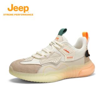 Jeep吉普男鞋时尚百搭春季新款网面透气休闲板鞋男厚底增高运动鞋主图