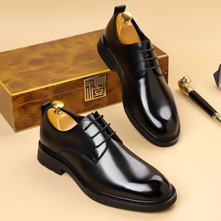 真皮休闲皮鞋男士商务德比鞋英伦风绅士正装皮鞋男款百搭通勤鞋