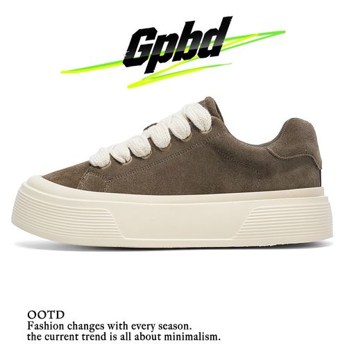 Gbpd×ETC简约系列男士素面厚底休闲板鞋复古老钱风饼干鞋男款休主图