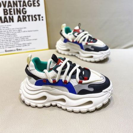 拼色厚底老爹鞋2026年春季男士时尚百搭舒适运动鞋增高潮流休闲鞋