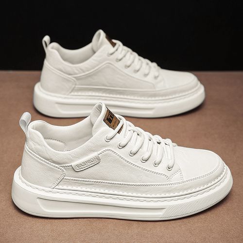 男鞋2026新款春季男士百搭休闲皮鞋韩版潮流厚底防滑运动小白板鞋主图