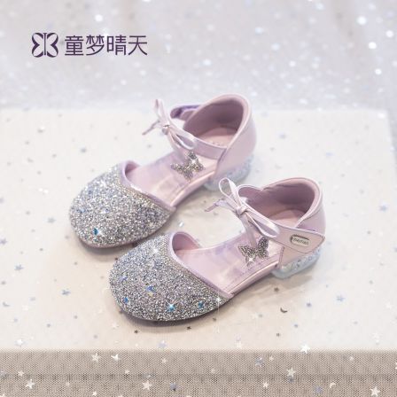 童梦晴天女童公主凉鞋夏季新款小女孩水晶鞋软底舞台表演高跟鞋