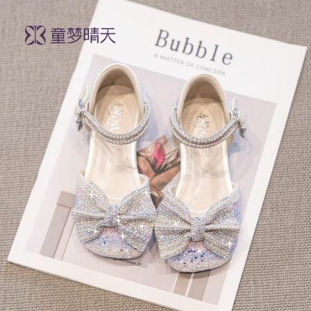 童梦晴天女童凉鞋包头公主风儿童水晶舞蹈鞋夏季时尚高跟鞋甜美