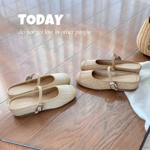 【苏茵茵】清迈拖~5cm假风扣子编织沙滩凉拖鞋女包头半拖E6113003主图