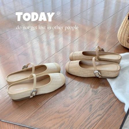 【苏茵茵】清迈拖~5cm假风扣子编织沙滩凉拖鞋女包头半拖E6113003