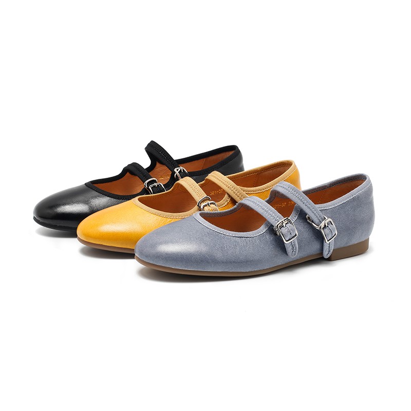 321-37春季羊皮女鞋圆头软皮平底玛丽珍鞋女平底芭蕾舞单鞋女主图