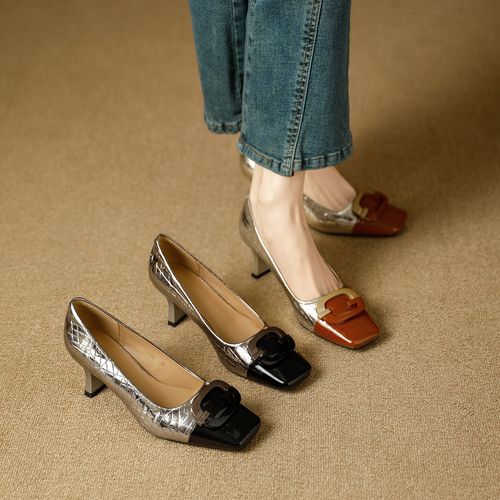 2026春季新款拼色高跟鞋女细跟时尚性感宴会方头小跟单鞋1790-26主图