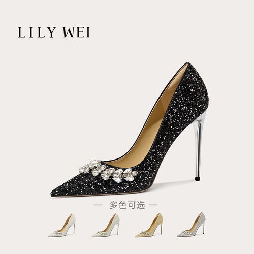 Lily Wei【织星精灵】法式高级感水钻高跟鞋优雅宴会鞋大码414243主图