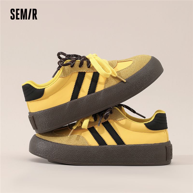 SEMIR秋冬女鞋增高复古黄色鞋子德训鞋女经典板鞋小众系带运动鞋主图
