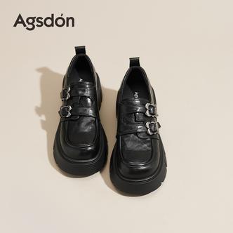 奥古狮登厚底乐福鞋女2026新款春季英伦风百搭小皮鞋软底通勤鞋xx主图