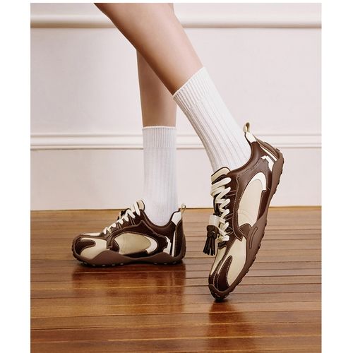 【瑞妮专属】Toomanyshoes25新款浓郁可可复古撞色德训鞋女主图