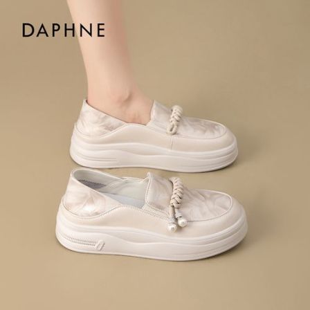 达芙妮2026新款一脚蹬女鞋休闲百搭春季外穿厚底时尚板鞋