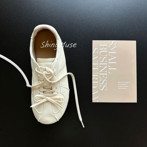 ShinyMuse缪斯定制牛皮真皮简约超软百搭蝴蝶结休闲小白鞋主图