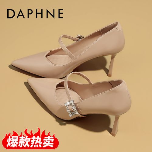 达芙妮裸色高跟鞋女细跟2026春季新款法式尖头不累脚玛丽珍单鞋女主图