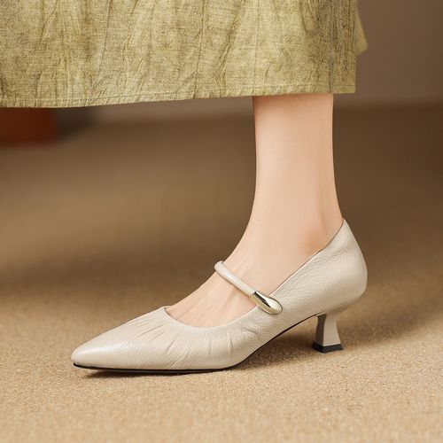 5cm羊皮细跟高跟鞋春夏新款一字扣带玛丽珍鞋百搭气质不累脚女鞋主图