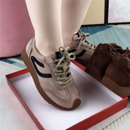 休闲鞋女真皮圆头深口阿甘鞋系带复古休闲运动百搭软皮软底单鞋女