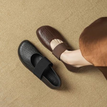 2cm 文艺复古百搭粗跟单鞋春秋简约休闲舒适软底时尚浅口玛丽珍鞋