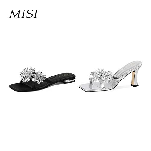 【跟高1.5cm/7cm】2026年夏季新款方头粗跟高跟时尚凉鞋外穿主图