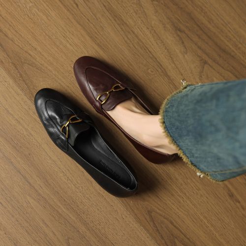 1.5cm 复古百搭单鞋英伦风小皮鞋春秋通勤休闲懒人鞋简约时尚单鞋主图