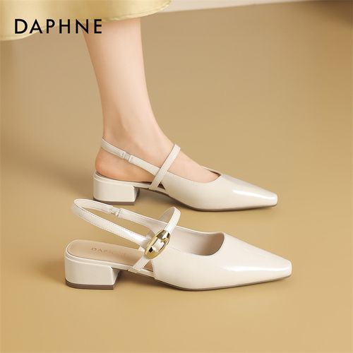 达芙妮法式气质包头凉鞋女2026春夏百搭粗跟尖头一字扣玛丽珍单鞋主图