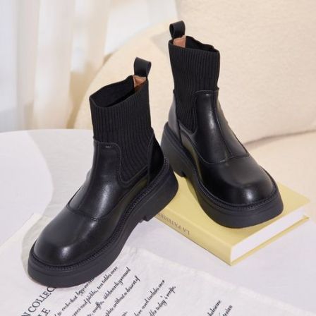 凯撒KAISER英伦风厚底真皮马丁靴瘦瘦靴秋冬加绒短靴弹力靴KS3802