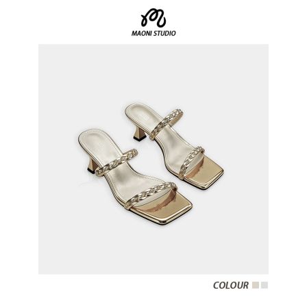 毛妮LADIESFIRST凉鞋气质名媛风方头气质高跟小众简约凉拖DX9424