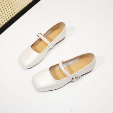 X879大码40-45玛丽珍鞋女2026春季新款百搭浅口圆头真皮低跟单鞋