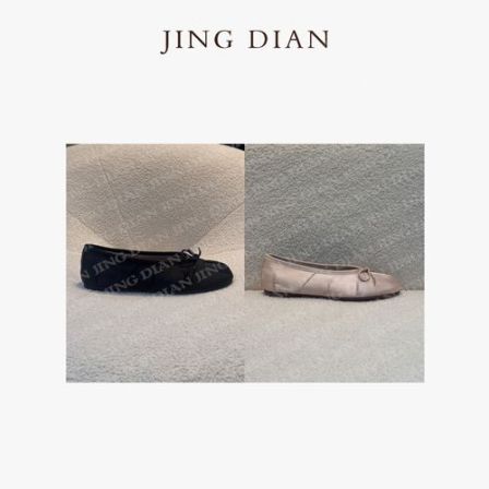 【JING DIAN】春季定制款两色真皮丝绒单鞋2161