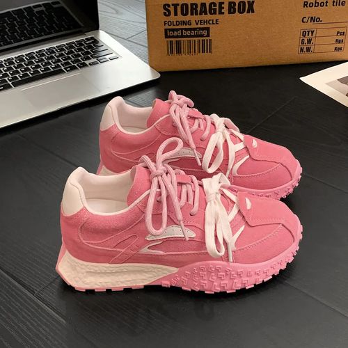 万达撤柜头层牛皮小个子内增高德训鞋女2025新款厚底休闲鞋阿甘鞋主图