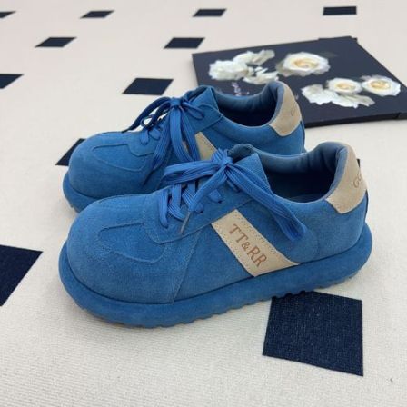 小哲家【春日序曲】设计师款圆圆头鞋子时尚反绒复古休闲德训8601