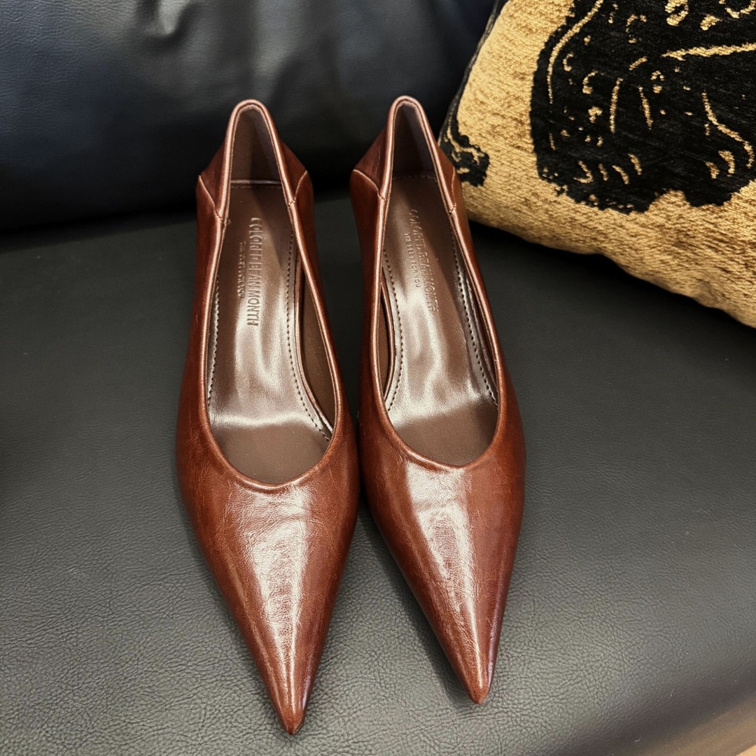 【敏敏】2026春季新款高跟鞋细跟尖头不累脚浅口漆皮单鞋主图