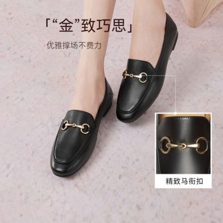 百思图2025秋琥珀流光小羊皮乐福鞋简约通勤平跟女单鞋C5268CA5