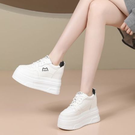超高跟10-12cm厚底女鞋春秋新款时尚百搭小白鞋小个子舒适休闲鞋