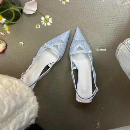 2026春季新款法式仙女风蕾丝网纱尖头高级感细跟5cm百搭高跟鞋主图